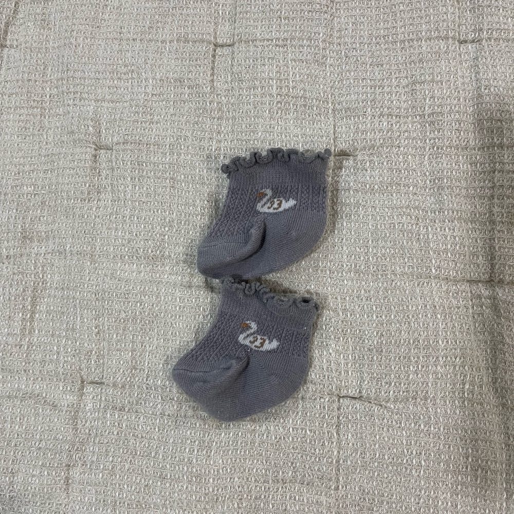 Purple Baby Socks with Swan Design